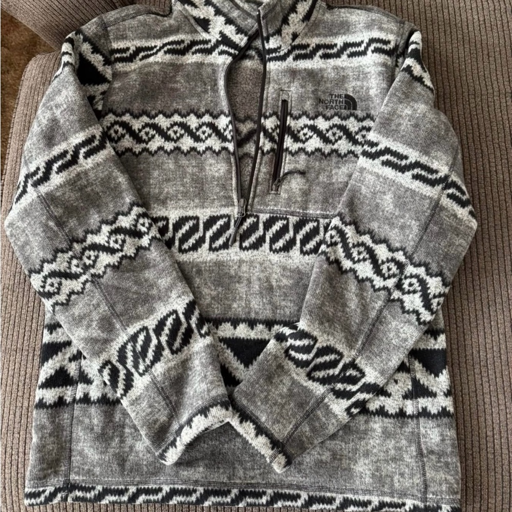 The North Face Black and Gray Zip Up Sweater
